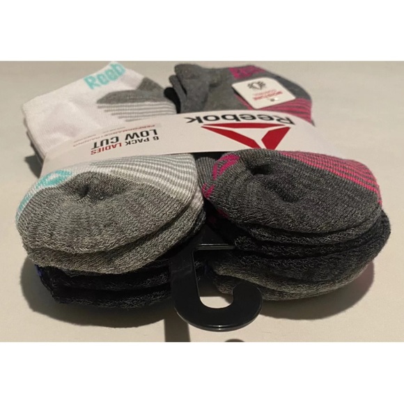 Reebok Low Cut Performance Socks 6 Pair Women 4-10 Gray White Multicolor w Logo - Picture 11 of 11